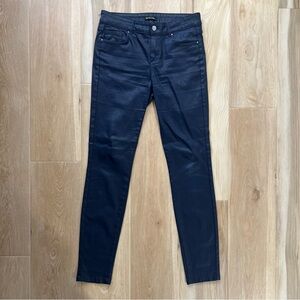Mossimo Dutti Skinny Fit Leather Like Jeans Dark Blue Navy Size 6